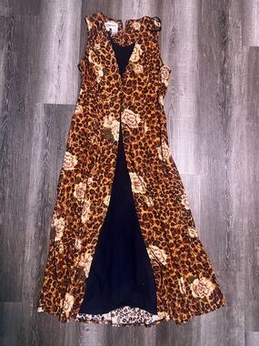 Chiasso Women's 12 Leopard Floral double layer duster Maxi Dress